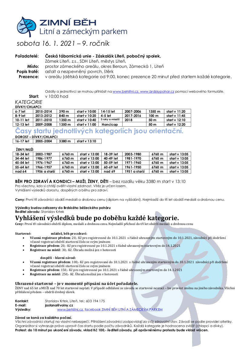 Zimní běh Liteň propozice_9.ročník_2021 Zimní běh Liteň propozice_9.ročník_2021